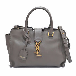 Saint Laurent Baby Cabas Handbag Shoulder Bag Leather Gray